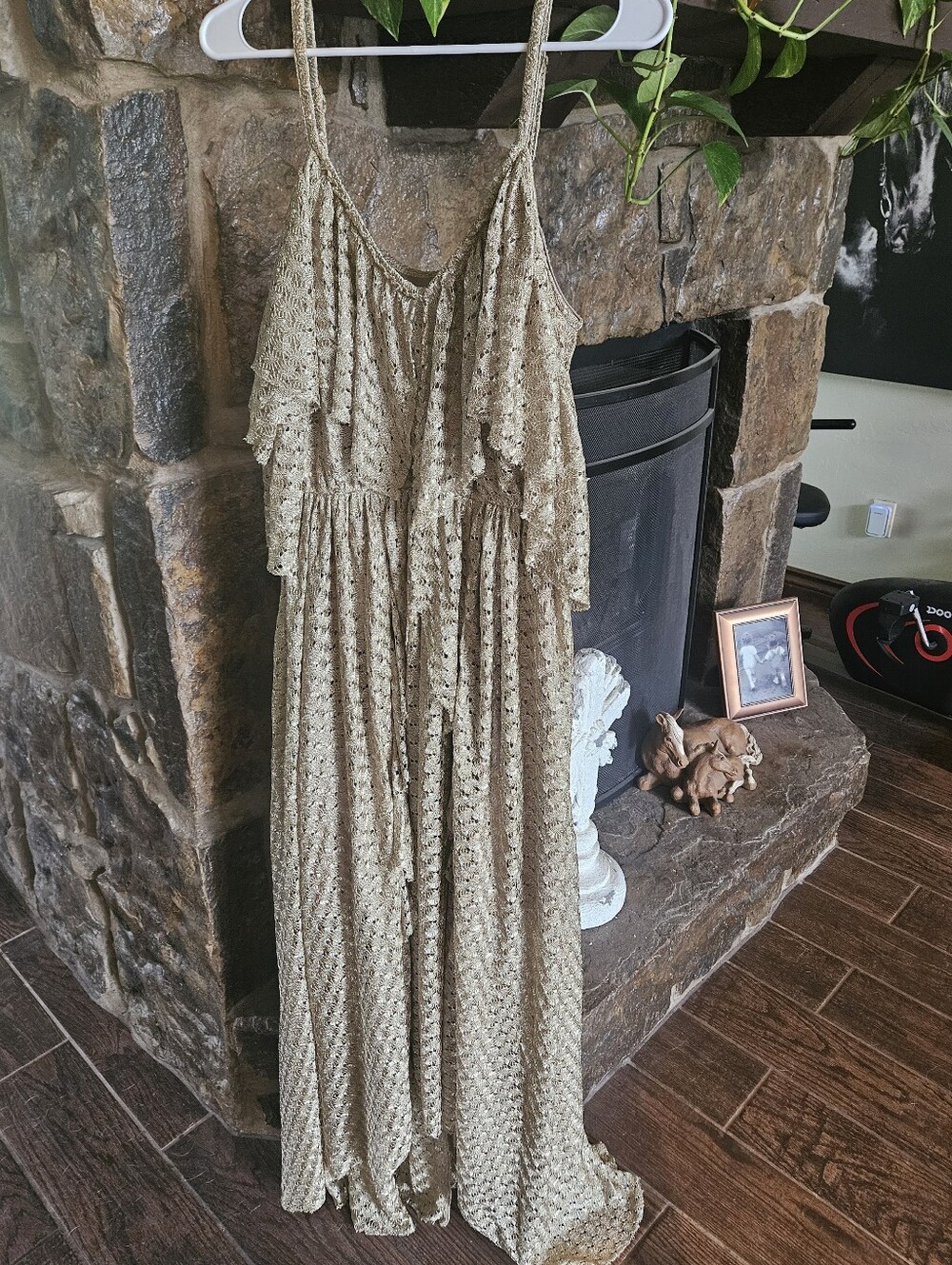 Gold Boho Maxi Dress - Women's Flowy Spaghetti-Strap Dress